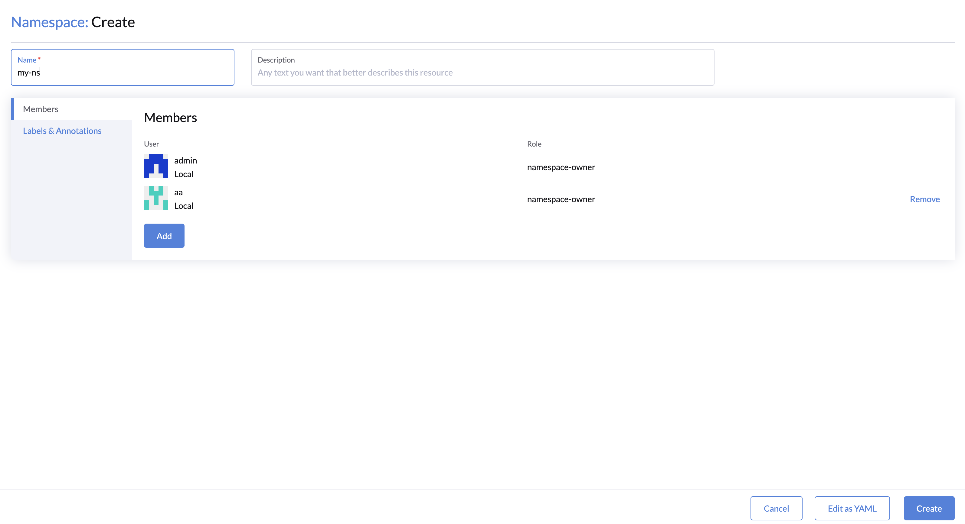 Assign Namespace Role