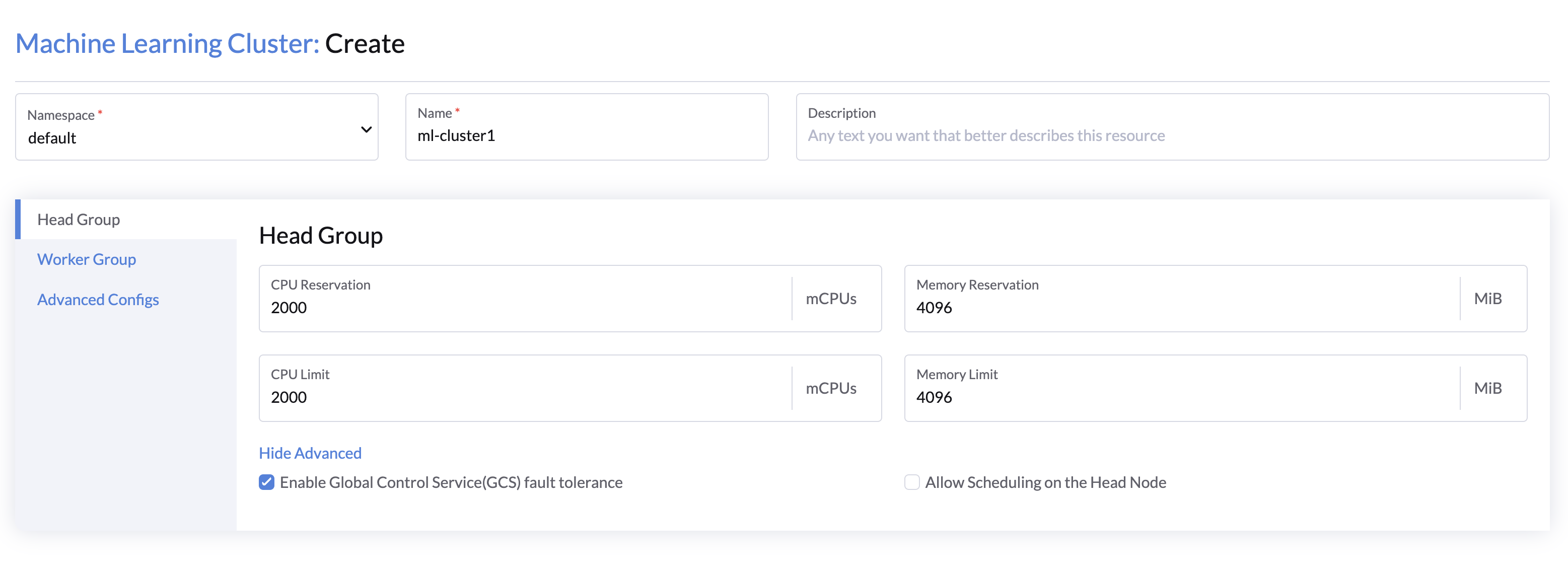 ml-cluster-create-default